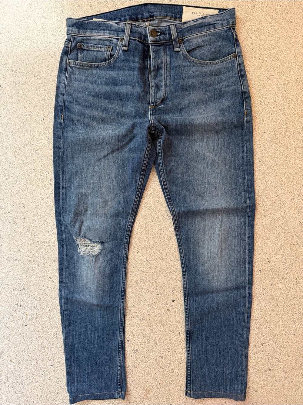Rag & Bone Fir 2 Men's Blue Slim Fit Distressed Jeans 30 x 27